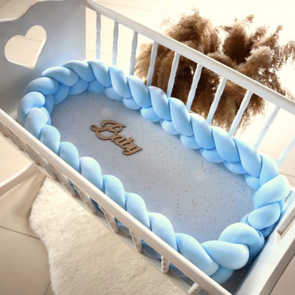 Ochraniacz do łóżeczka warkocz Baby blue Velvet
