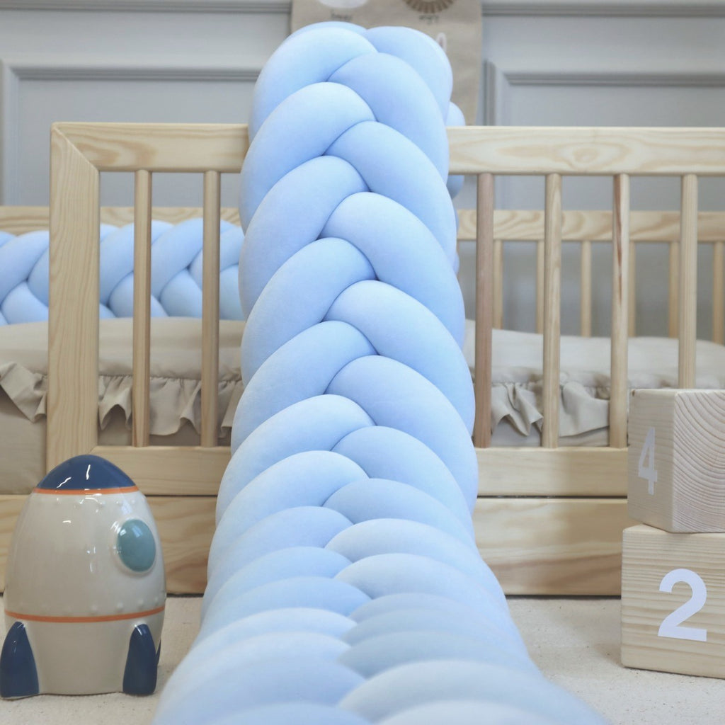 Ochraniacz do łóżeczka warkocz kłos Baby Blue Velvet