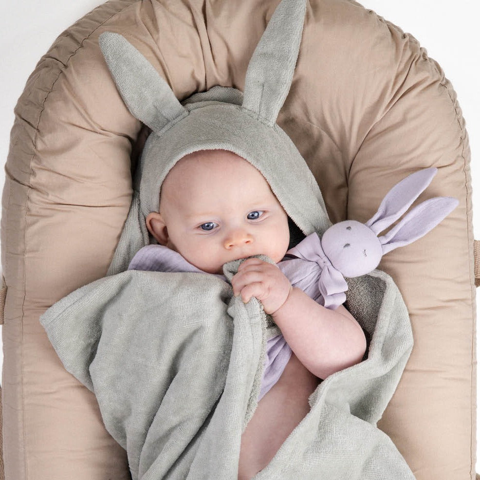 Ręcznik dla niemowląt i dzieci | Mineral Green Bunny